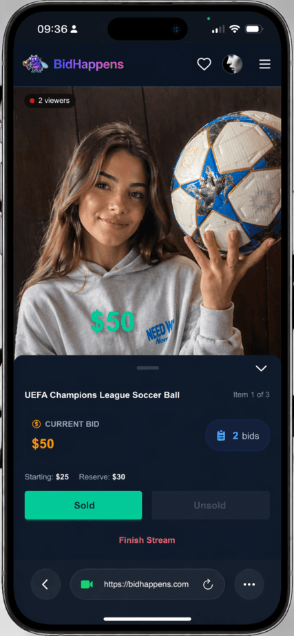 Live Auction Stream โ mobile preview